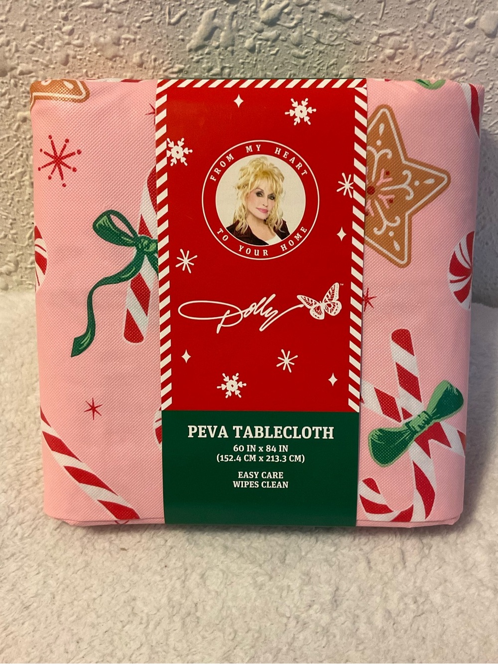 Dolly Parton Christmas Peva Tablecloth 60 x 84 NEW